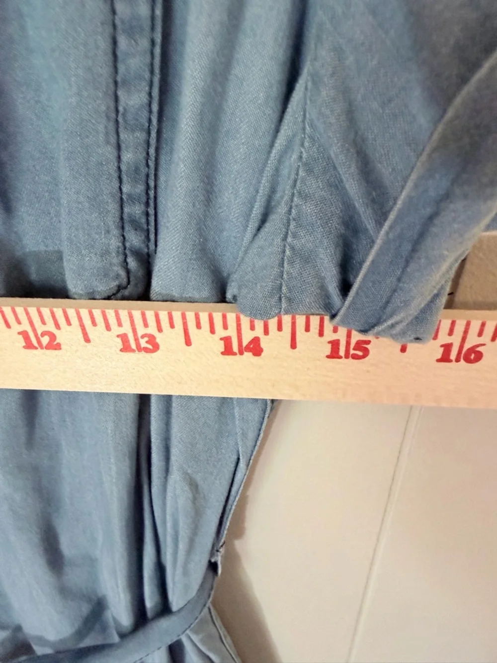 Stillwater Supply Co. Light Blue Denim Shirt Dress Tie Waist Tencel Large - Picture 5 of 7